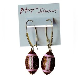 Betsey Johnson Crystal Football Earrings